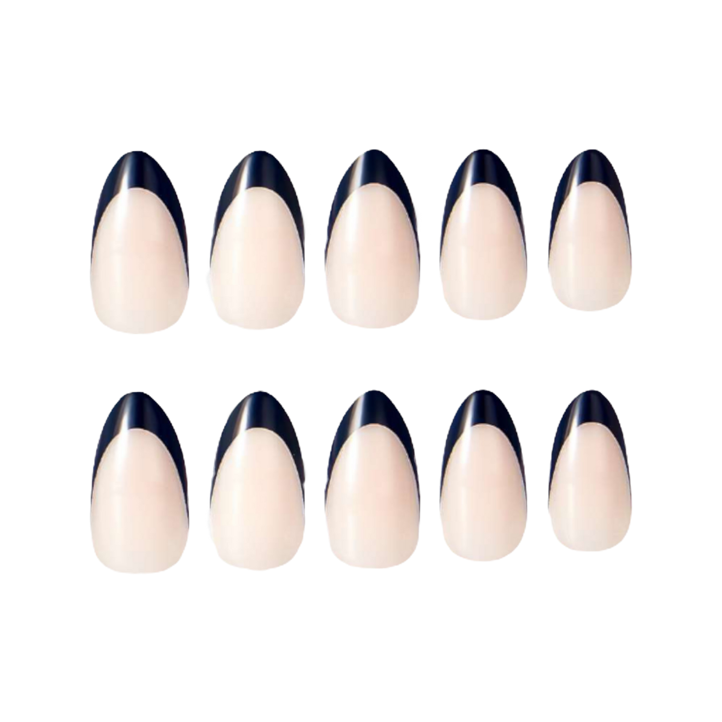Decode beauty almond black French tip press on nails 