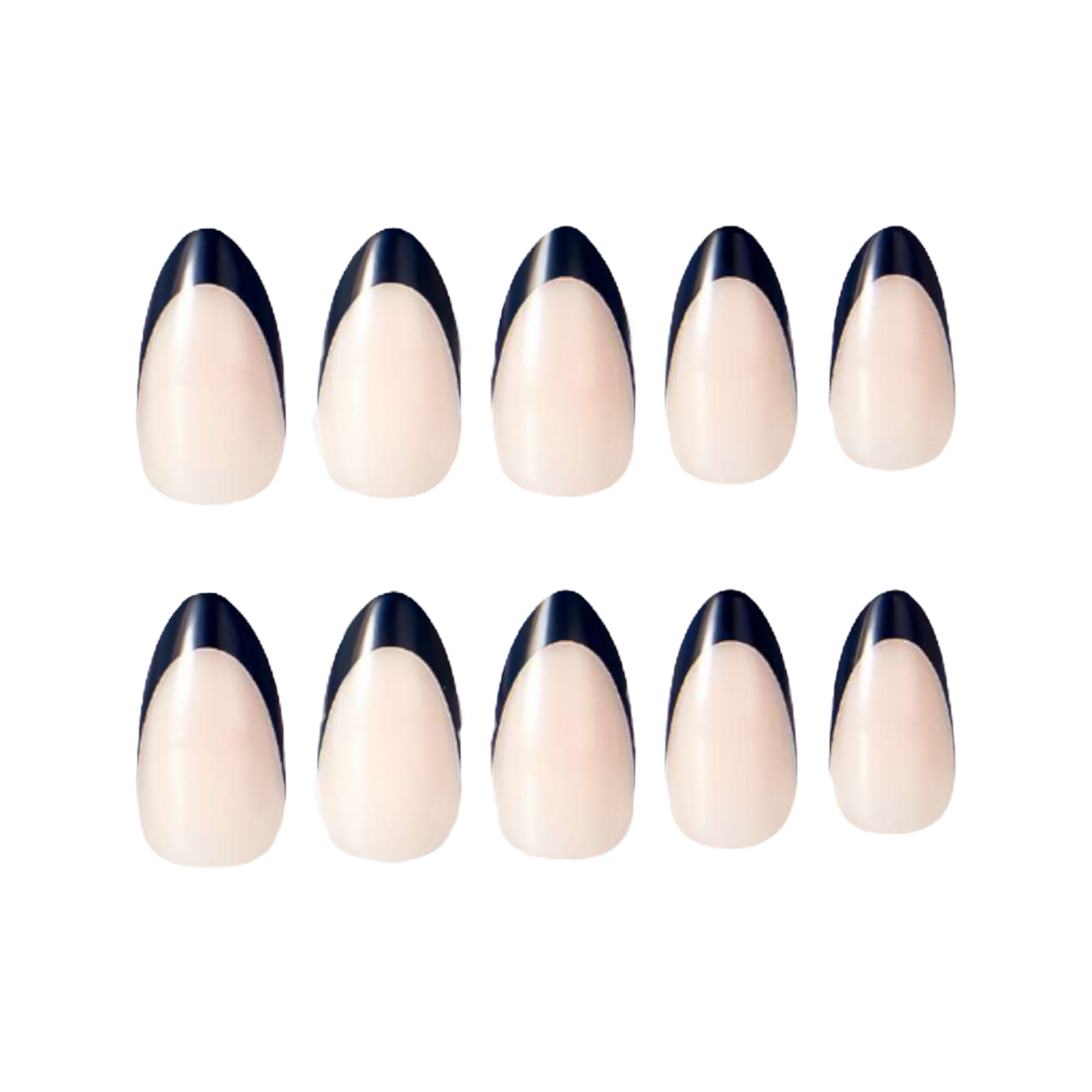 Decode beauty almond black French tip press on nails 