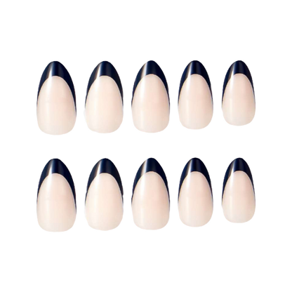 Decode beauty almond black French tip press on nails 