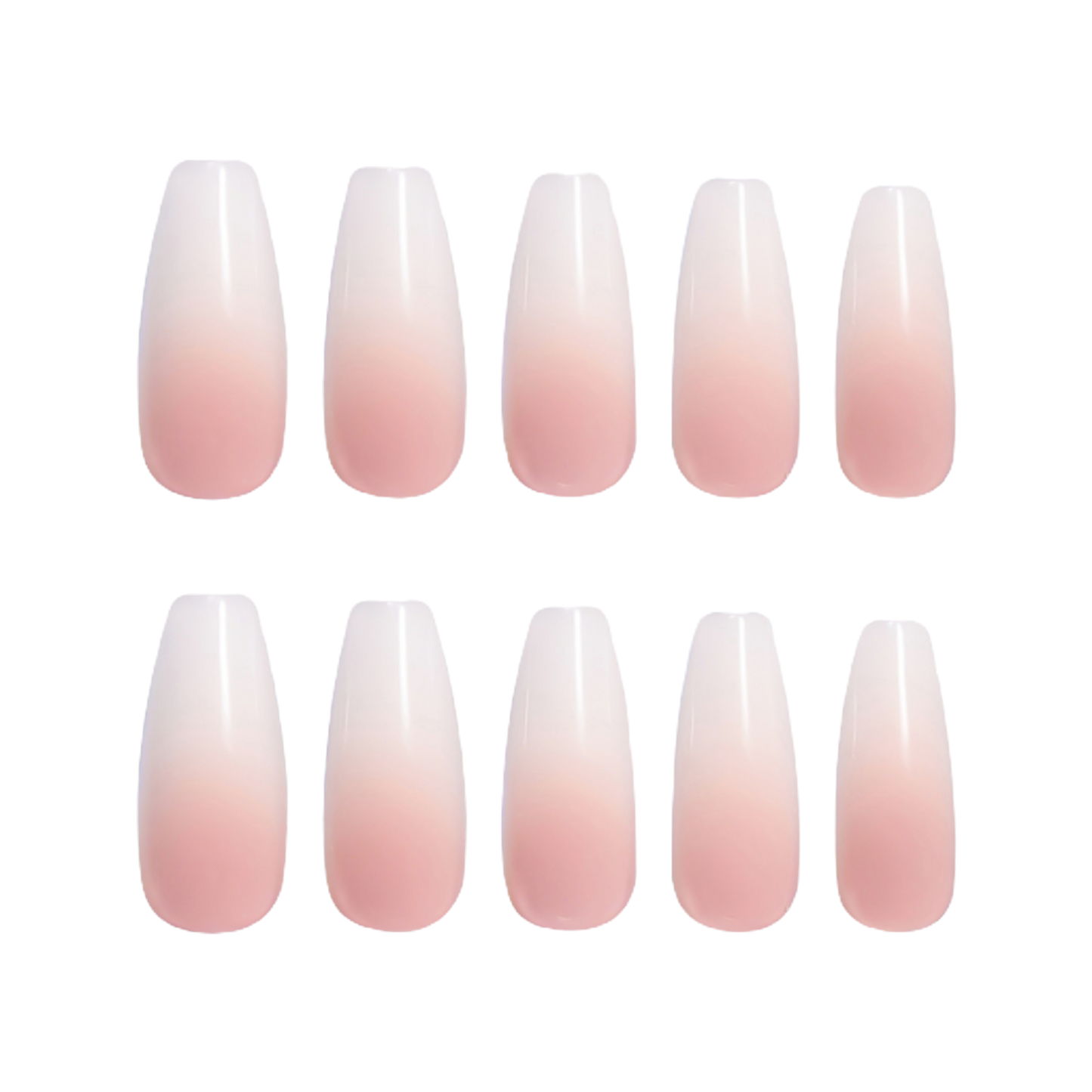 Ombre press on nails design pink and white coffin nails shape