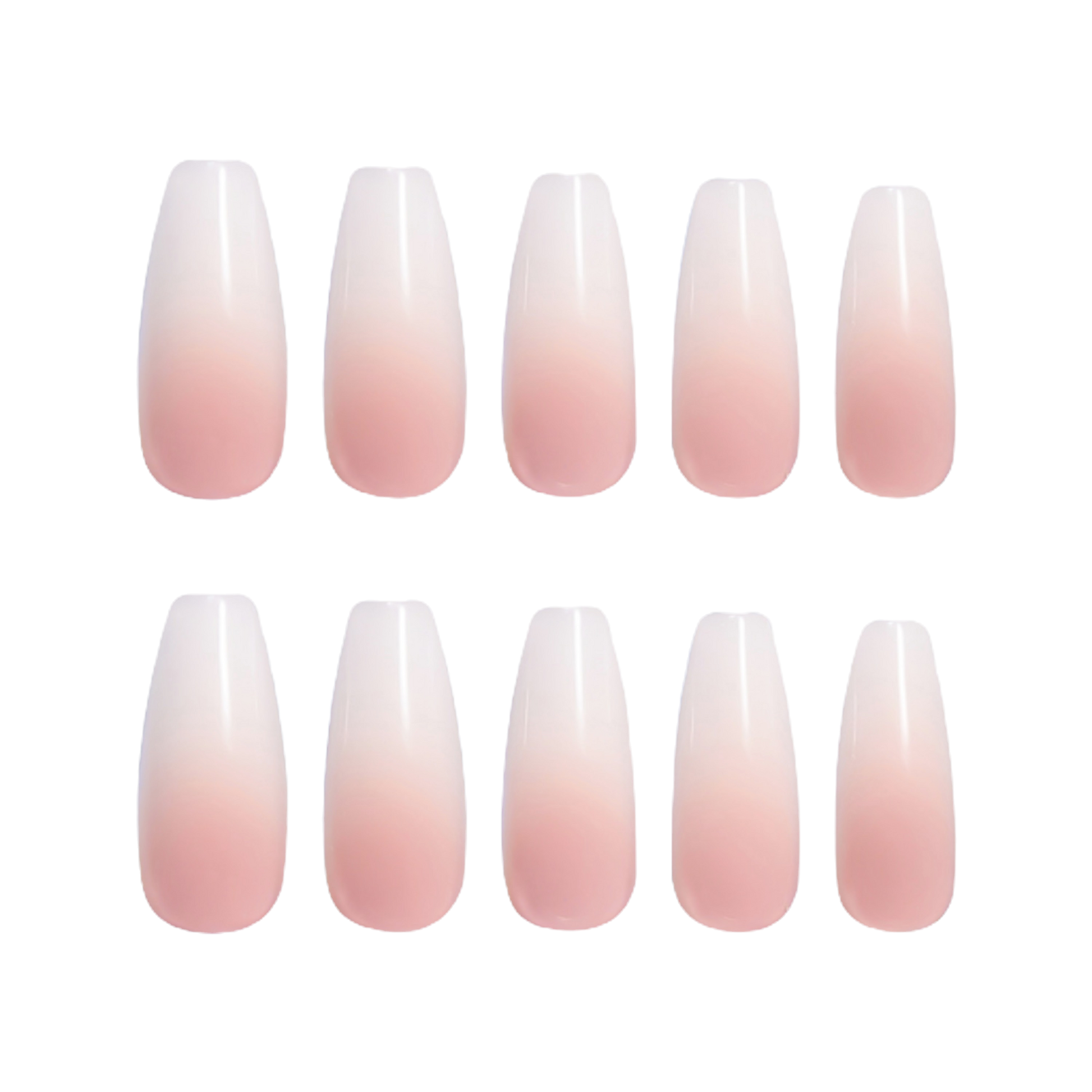 Ombre press on nails design pink and white coffin nails shape