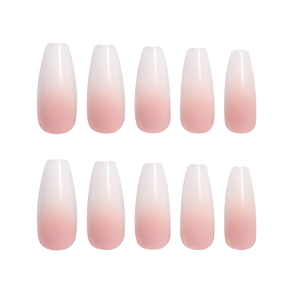 Ombre press on nails design pink and white coffin nails shape