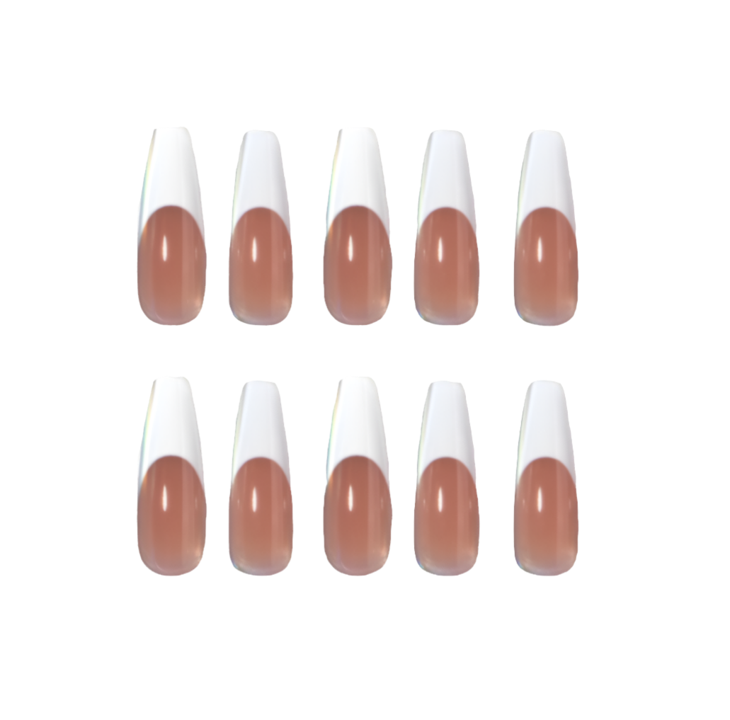 Decode beauty white French tip coffin nails 