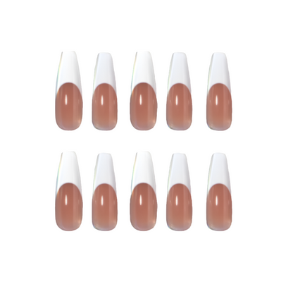 Decode beauty white French tip coffin nails 