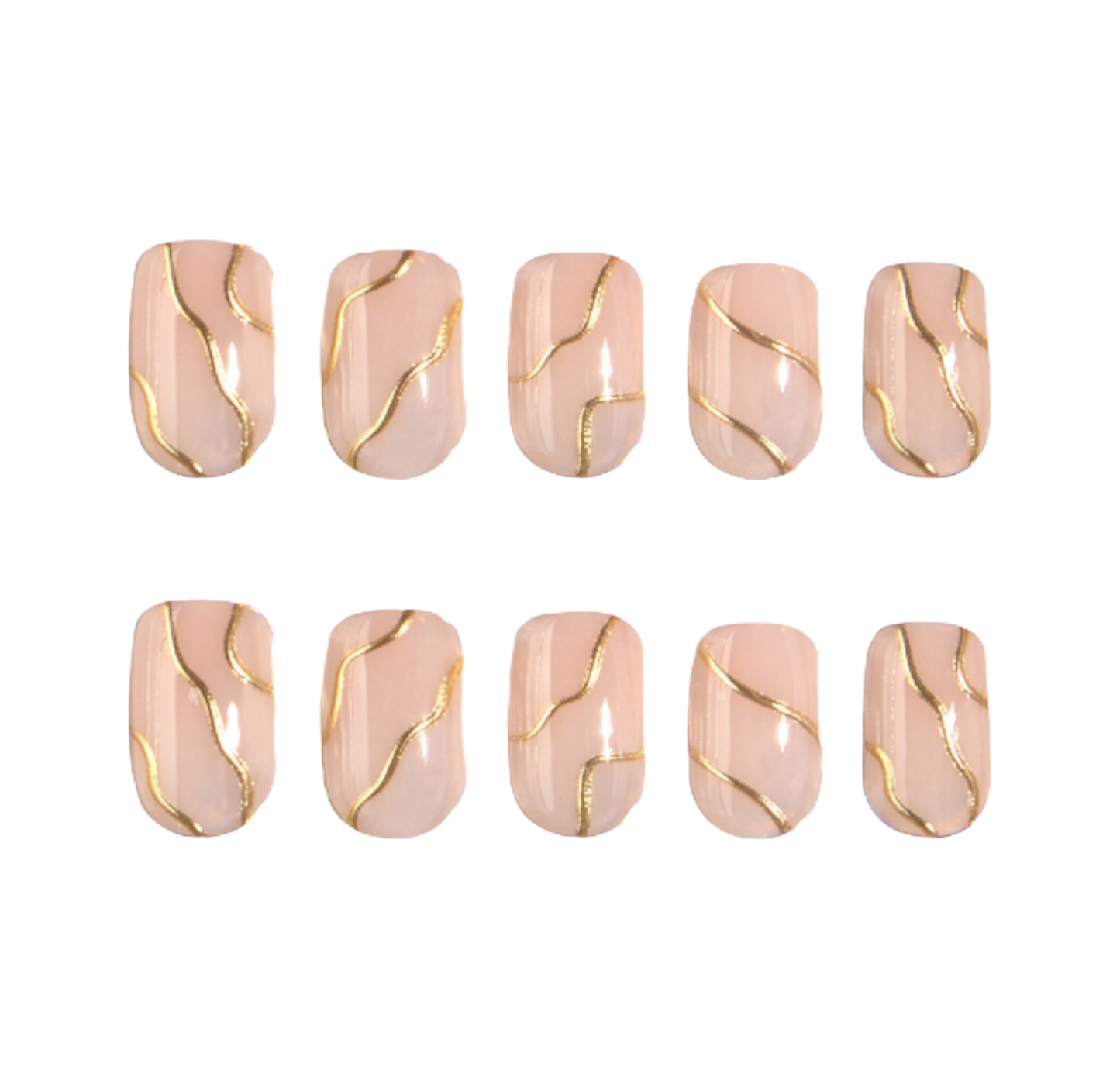 Short Gold Chrome nails design