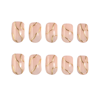 Short Gold Chrome nails design