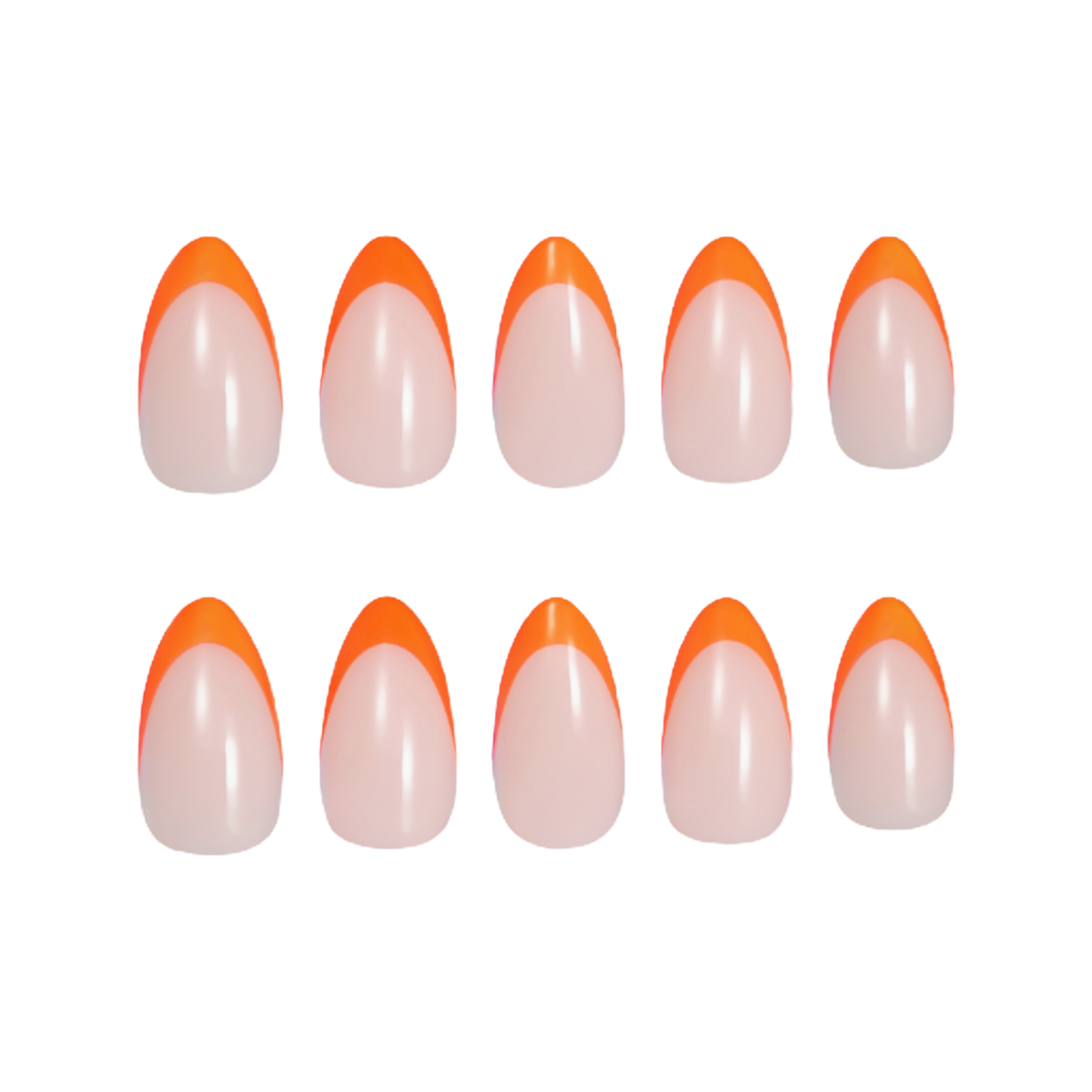 Orange French tip press on nails perfect for summer nails design and pop of colour nails 