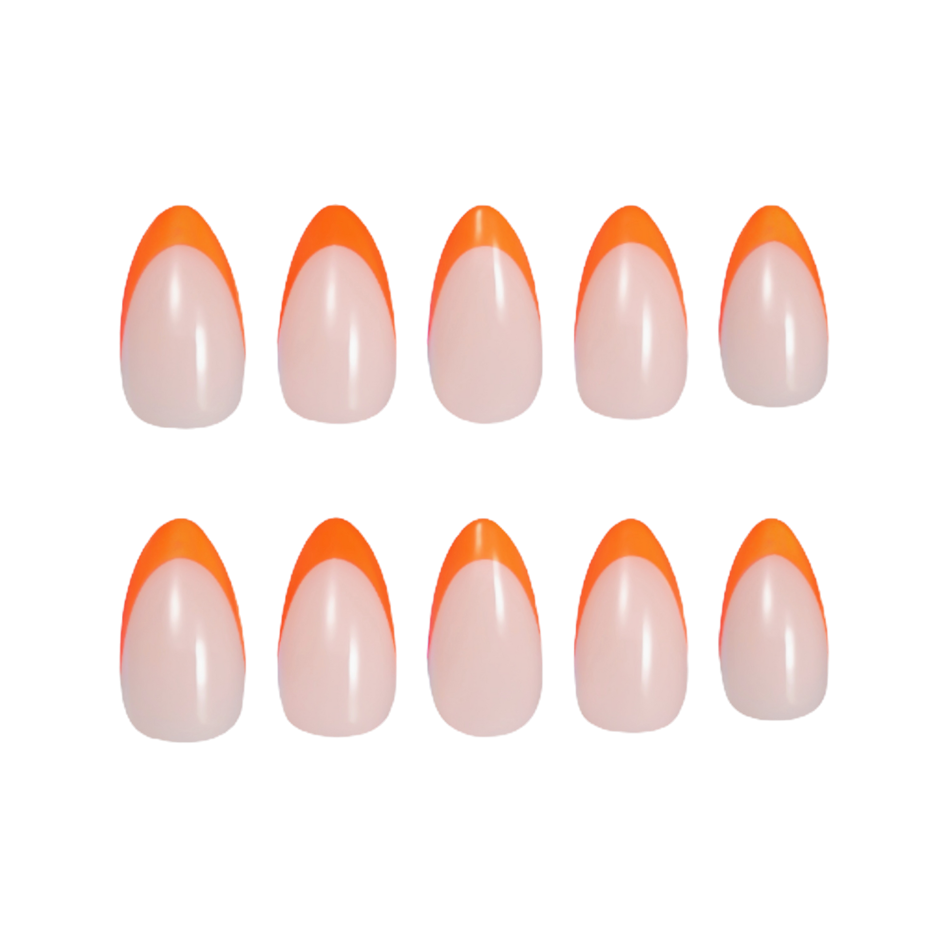 Orange French tip press on nails perfect for summer nails design and pop of colour nails 
