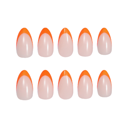 Orange French tip press on nails perfect for summer nails design and pop of colour nails 