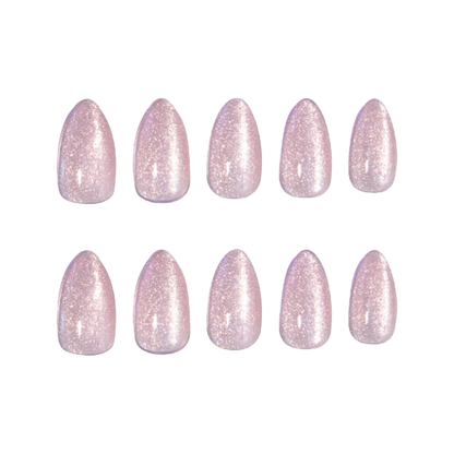 Light pink cat eye gel nails 