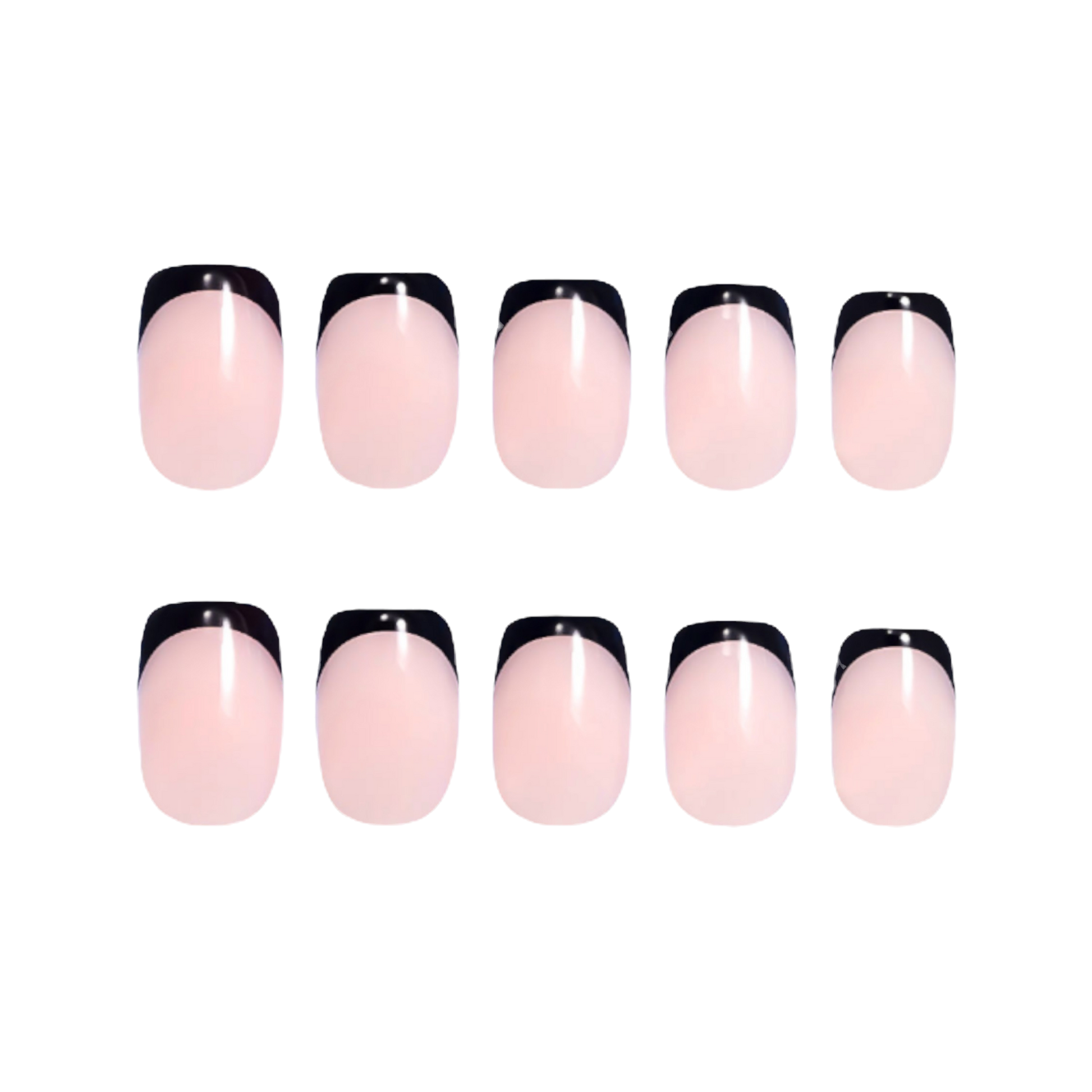 Black micro french tip press on nail design 